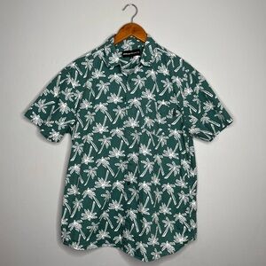 Molokai Surf Co. Hawaiian Palm Tree Print Short Sleeve Button Up M